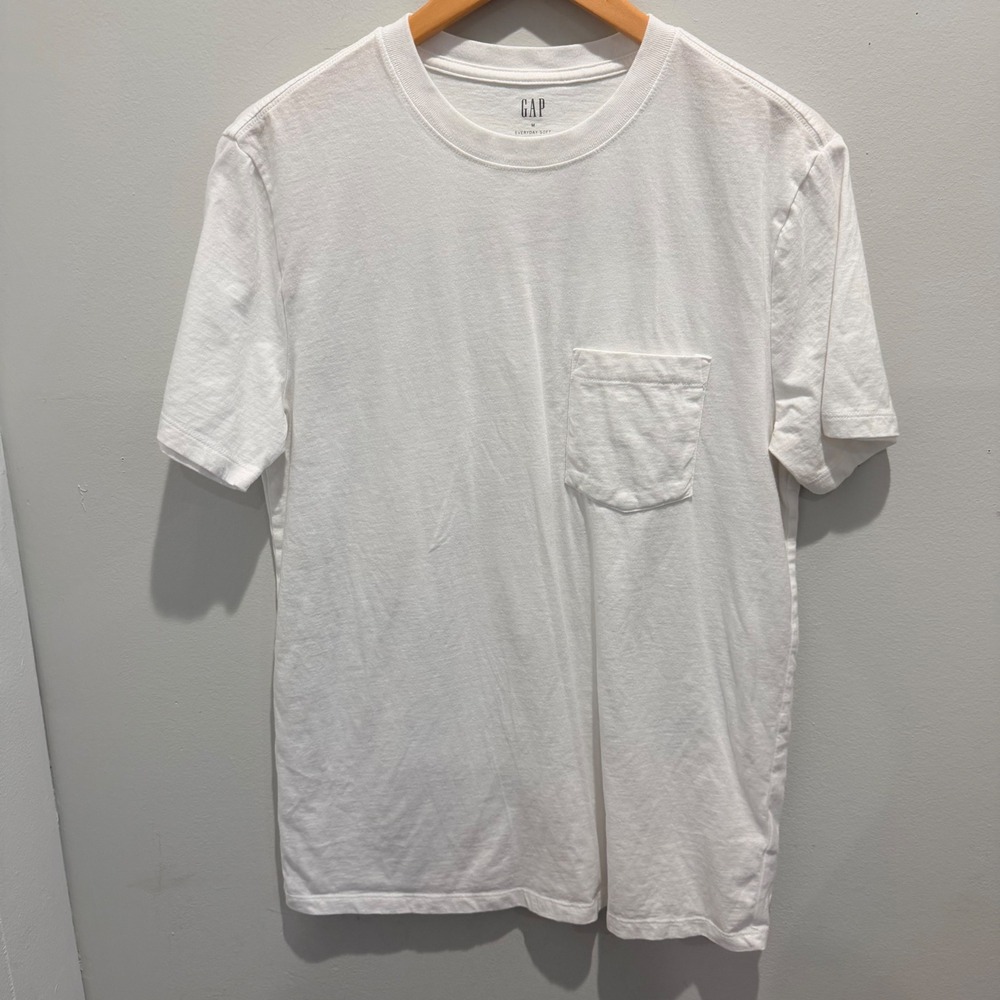 Gap White Everyday Soft Pocket Tee T-Shirt Essential Wardrobe Staple | Size M